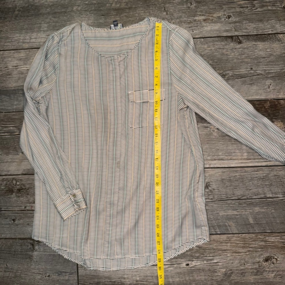 Lilla P Long Sleeve Button Up Shirt Top Stripe Print Women Size L - Picture 7 of 8